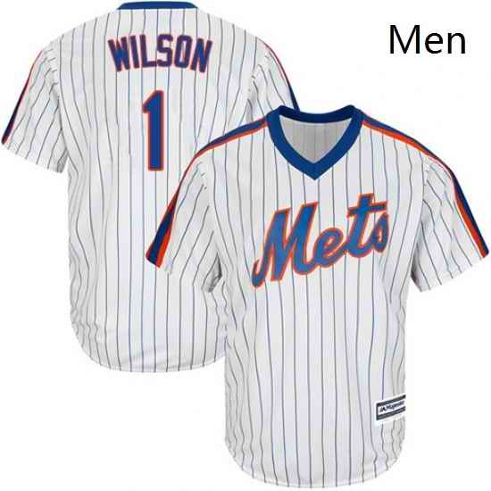 Mens Majestic New York Mets 1 Mookie Wilson Replica White Alternate Cool Base MLB Jersey